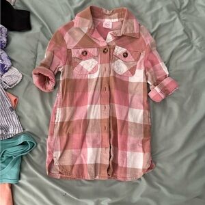 Wonder Nation Pink and Tan Plaid Shirt